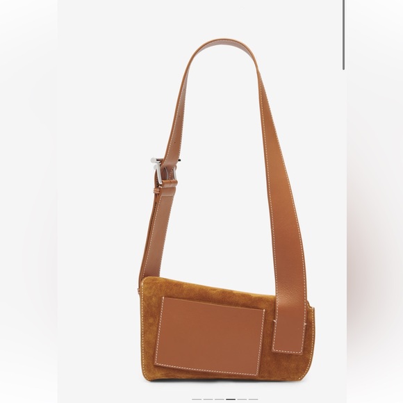 Alexander MQueen T-Bar Sling Bag in Tan suede - Picture 3 of 15